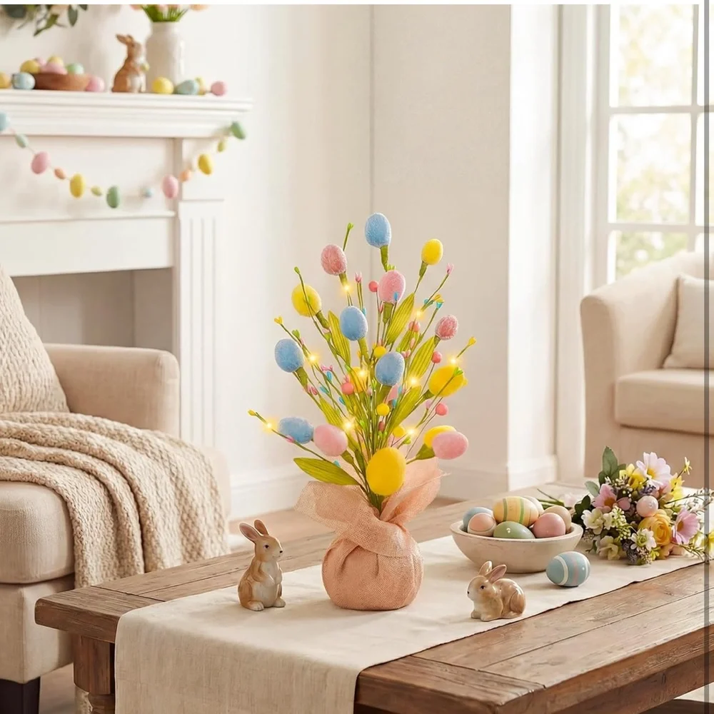 easter decorations 18 inch Easter tree with eggs and leg light